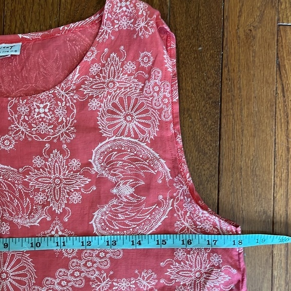 Habitat | Coral Paisley 100% Linen Tank Top Size Medium Lagenlook Boho Floral - Picture 8 of 9